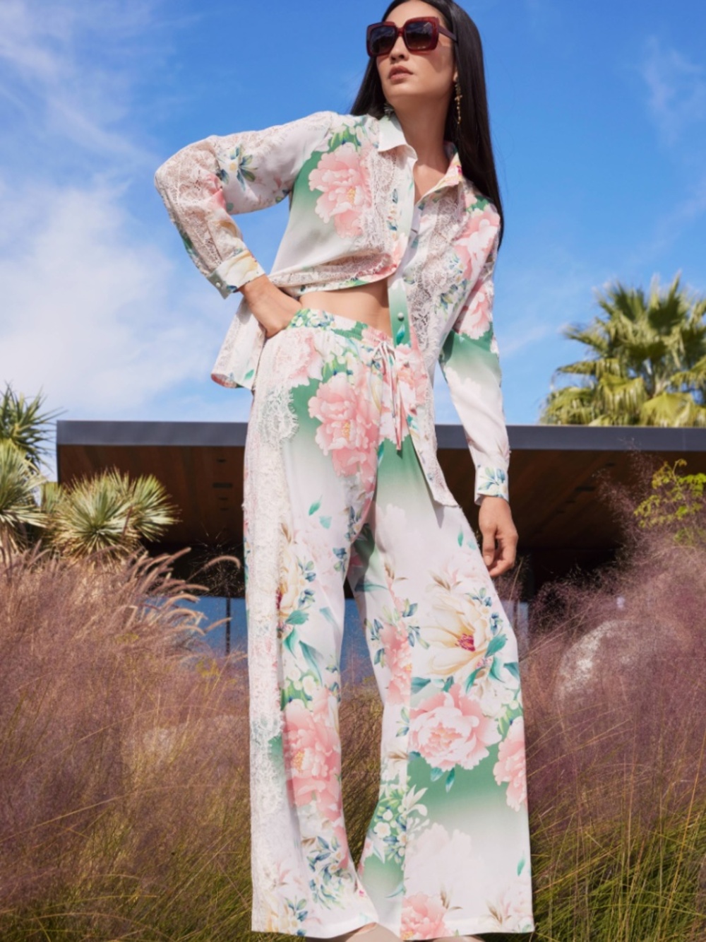 Johnny Was Ruksana Lace Trimmed Silk Pant Size M NWOT